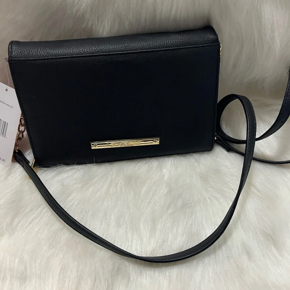 NWT BETSEY JOHNSON Crossbody Leopard bow Wallet Purse $68